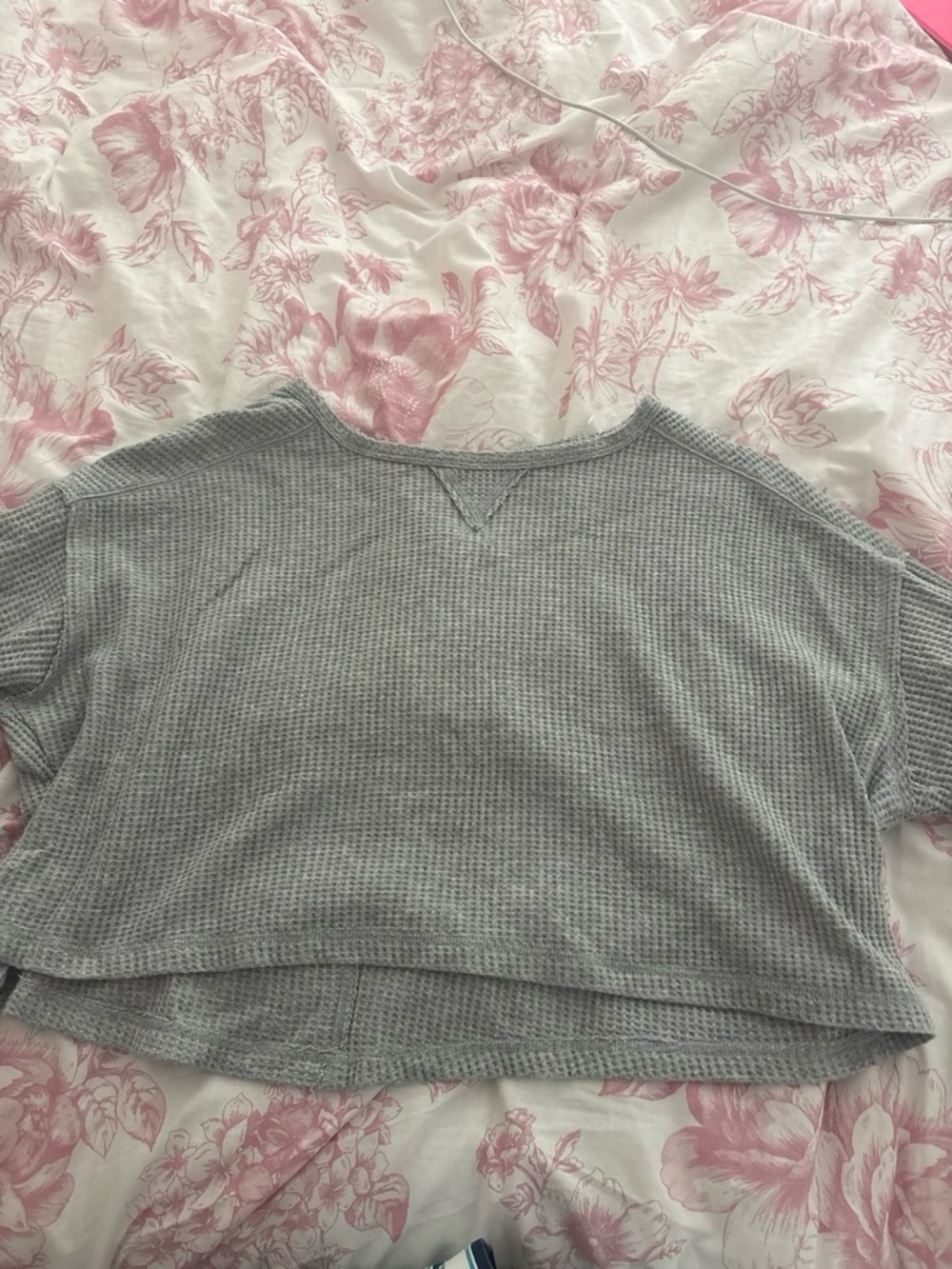 SO Waffle Knit Crop Top - Light Gray